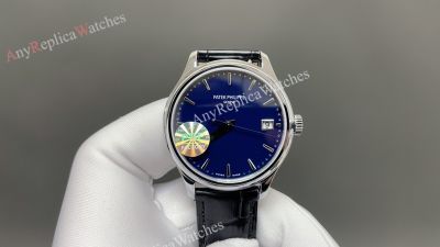 PDF Factory Patek Philippe Calatrava 39*9.5mm Cal.330 Movement Blue/Camel Face Watch